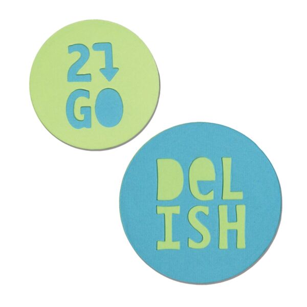 Sizzix Bigz Die - Jar Lid Phrases Delish & 2 Go