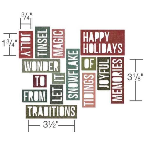 Sizzix Thinlits Die Set 16PK - Holiday Words 2