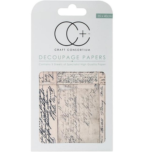 Papel Decoupage  Vintage Postcard Script