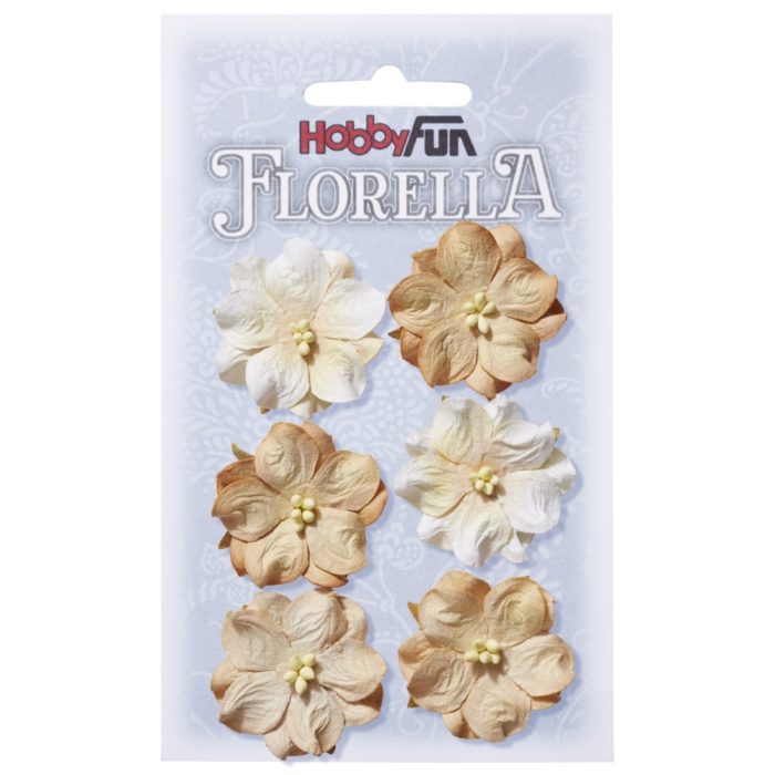 Florella - Flor Papel Bege 3.5Cm. (6 un.)