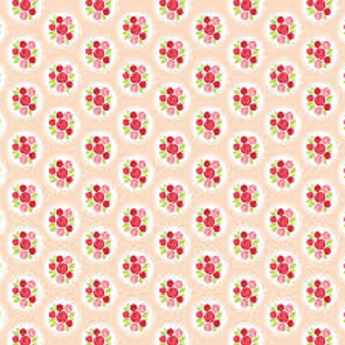 Tecido 100% Algodao A.C. Rosa Circulo Salmão