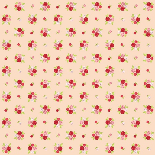 Tecido 100% Algodão A.C. Rosa Fundo Salmão