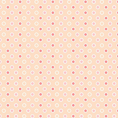 Tecido 100% Algodão A.C. Bolinhas Fundo Salmão