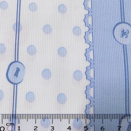 Tecido Algodão Piquet Botões Azul 1.50Mts.