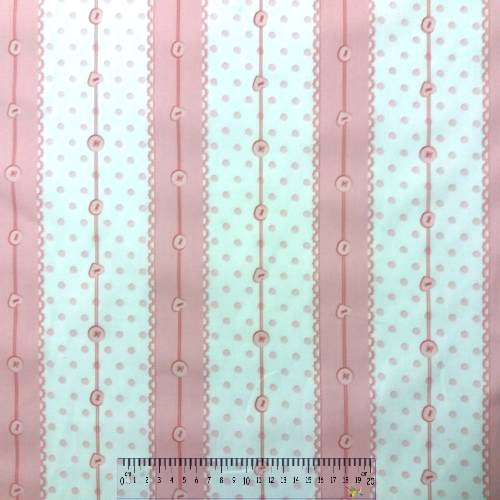 Tecido Algodão Piquet Botões Rosa 1.50Mts.