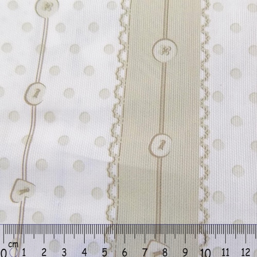 Tecido Algodão Piquet Botões Creme 1.50Mts.