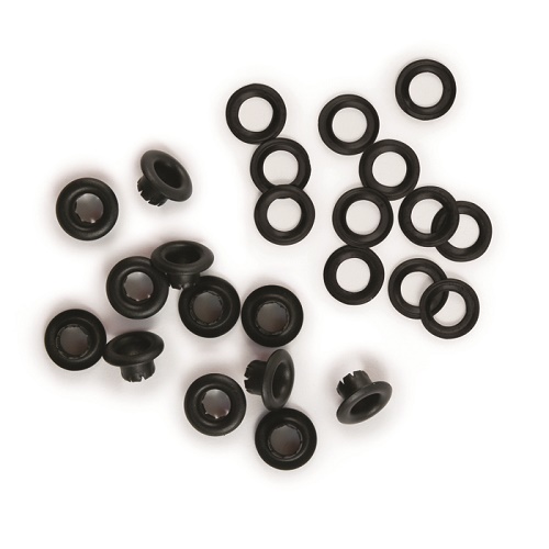Ilhós Metal Preto 5mm (35 ilhóses + 35 arruelas)