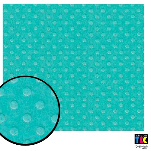 Papel de Scrapbook Cardstock Bolinhas Verde Agua