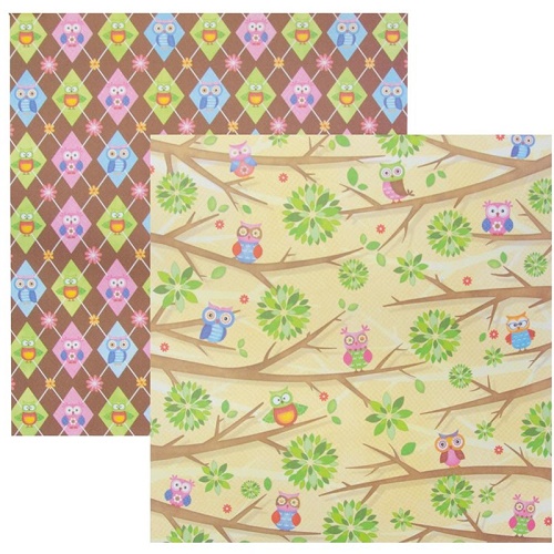 Papel de Scrapbook Corujas em Galhos