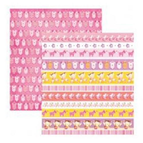 Papel de Scrapbook Bebé Menina Barrinhas
