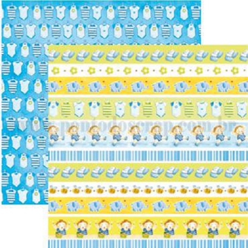Papel de Scrapbook Bebé Menino Barrinhas