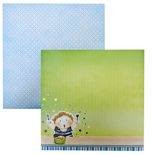 Papel de Scrapbook Bebé Menino Metalizado