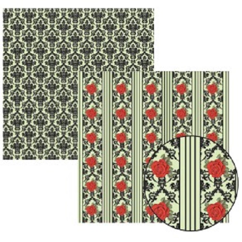 Papel de Scrapbook Rosa Vermelha Listras