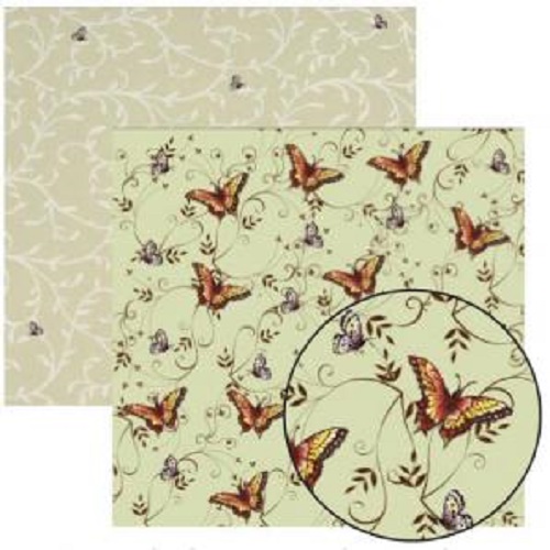 Papel de Scrapbook Borboletas Fundo Verde