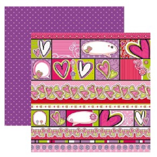 Papel de Scrapbook Corações Estilizados