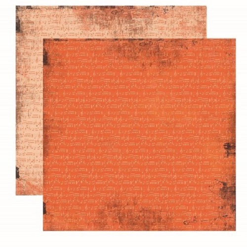 Papel de Scrapbook Vintage Laranja Musical