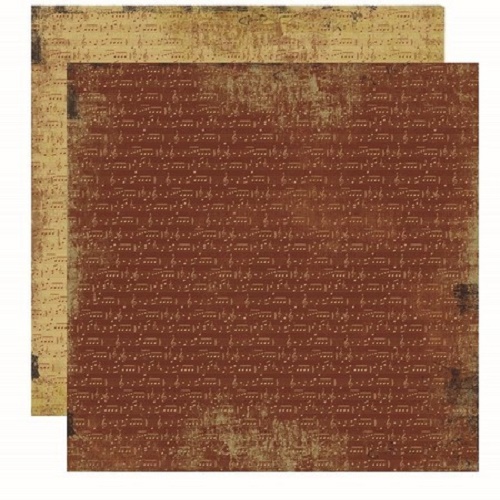 Papel de Scrapbook Vintage Castanho Musical