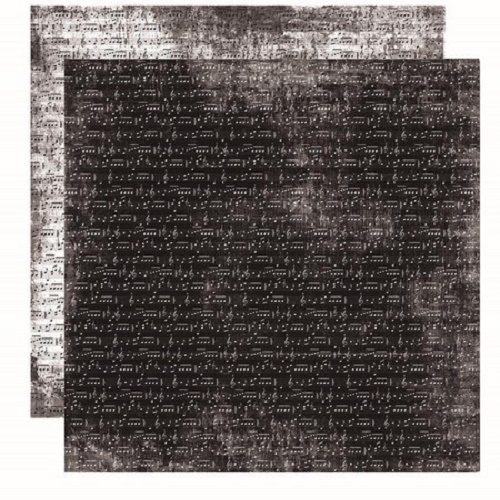 Papel de Scrapbook Vintage Preto Musical