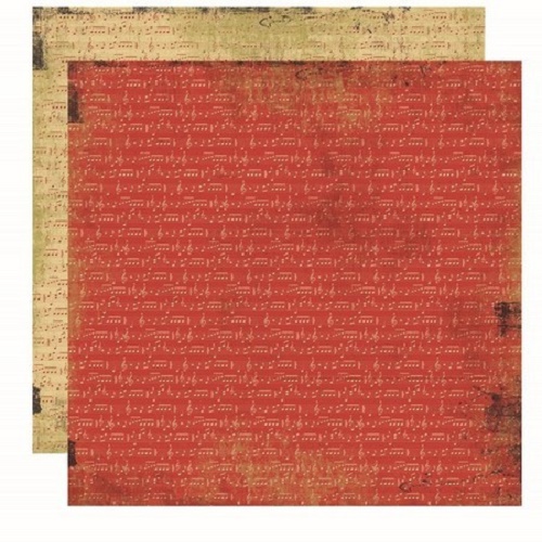Papel de Scrapbook Vintage Vermelho Musical