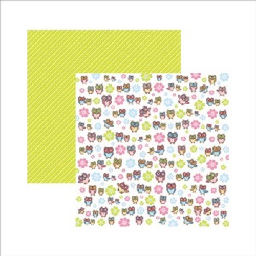 Papel de Scrapbook Corujas Coloridas e Flores