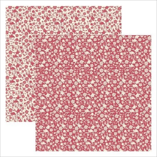 Papel de Scrapbook Floral Cereja