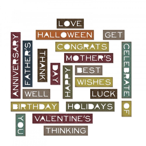 Sizzix Thinlits Die Set 21PK - Sentiment Words