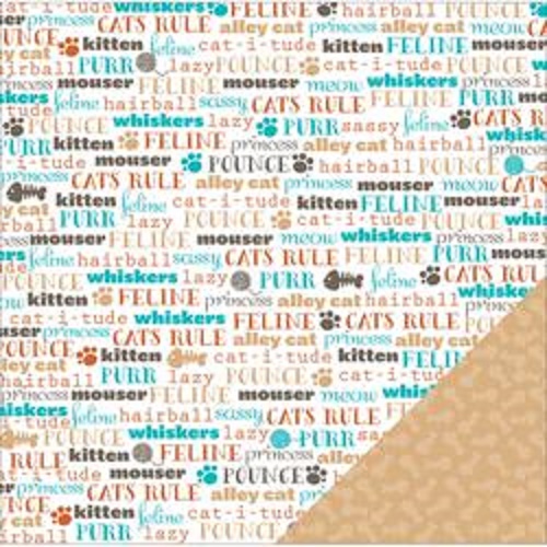 Papel Scrap Palavras Gatos Fundo Branco