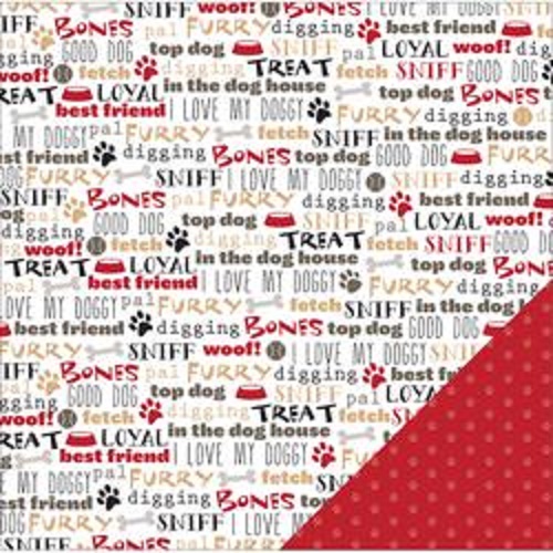 Papel Scrap Palavras Cães Fundo Branco