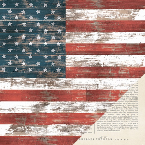 Papel Scrap Bandeira USA e Declaração Independência