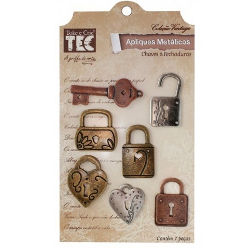 Aplique Metálico Chaves e Fechaduras