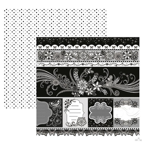 Papel de Scrapbook Floral BP Barrinhas e Tags