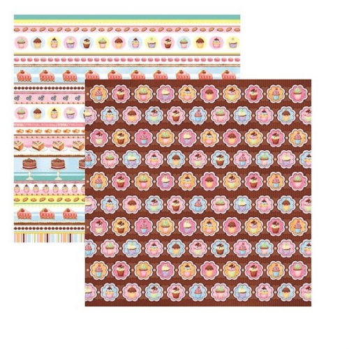Papel de Scrapbook Doceria Cupcakes