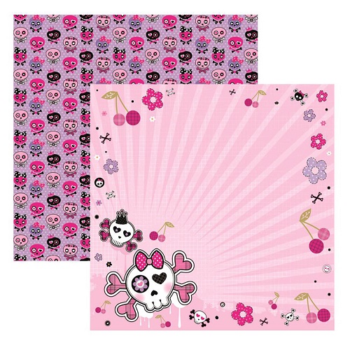 Papel de Scrapbook Caveiras Pink Floral