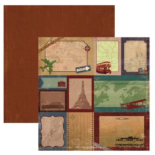 Papel de Scrapbook Viagem Retro Tags