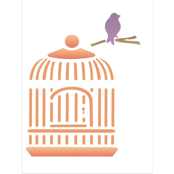 Stencil Opa 15x20 Gaiola Passarinho