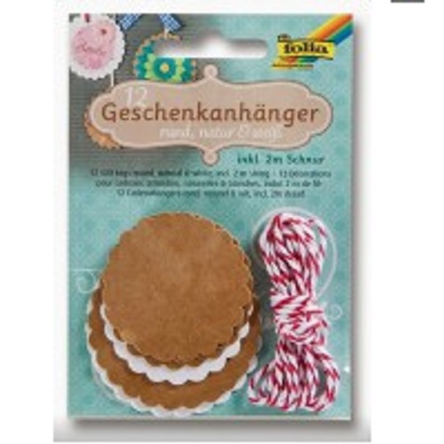 Etiquetas Redondas Natural e Branco c/ Fio (12)