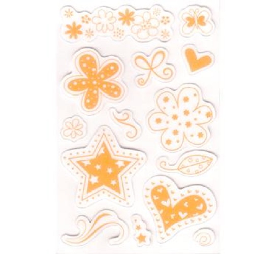 Carimbo Emborrachado 9.8x15cm Flores e Estrelas