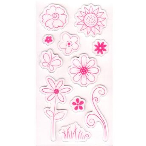 Carimbo Emborrachado 7.7x15cm Flores