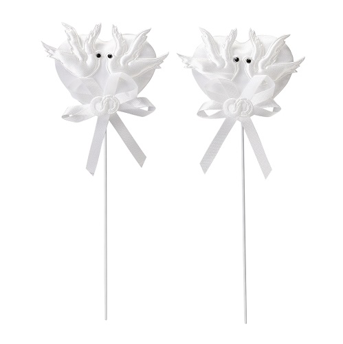 Sticker (2) Pombos Brancas c/ Haste 6cm