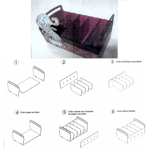 Bandeja com Prateleiras Para Montar em MDF