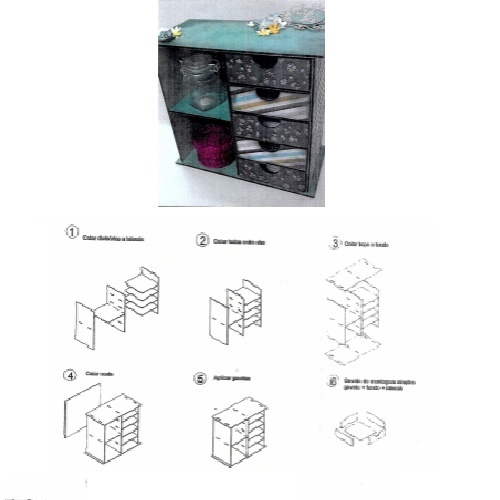Móvel 5 Gavetas 2 Prateleiras em MDF Para Montar
