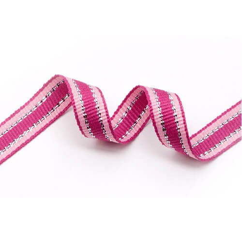 Fitas 20m Sinimbu Riscas Rosa Pink Prata