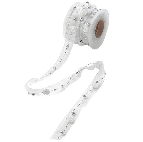 Fita 10mt Rosas/Corações Branca