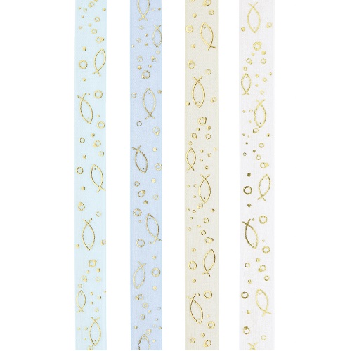 Banda Organza 16mmx2.7mt Peixes Branco