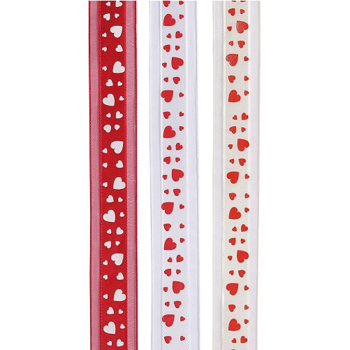 Fita 26mmx25mt Creme Corações Vermelhos