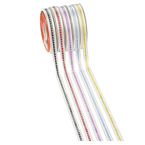 Fita 12mmx25mt Pontos Brilhantes Branco e Amarelo