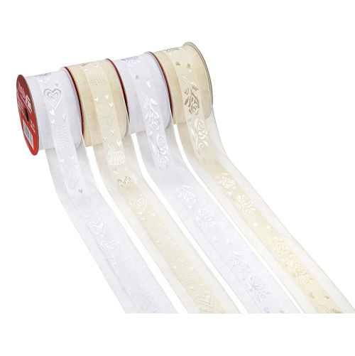 Fita 40mmx10mt Corações Fundo Creme