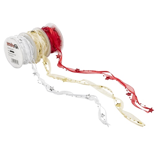 Fita 5mt Branco Estrelas Ouro