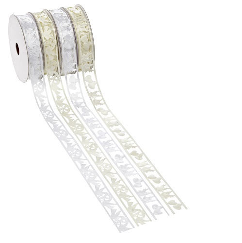 Fita 20mmx20mt Creme Pomba + Coração