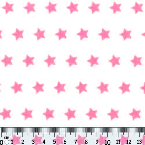 Tecido 100% Algodão Estrelas Pink Fundo Branco 1,40Mts.